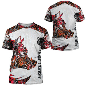 Boar Hunter Red T-Shirt 3D For Men & Women