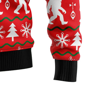 Bigfoot Red Ugly Christmas Sweater