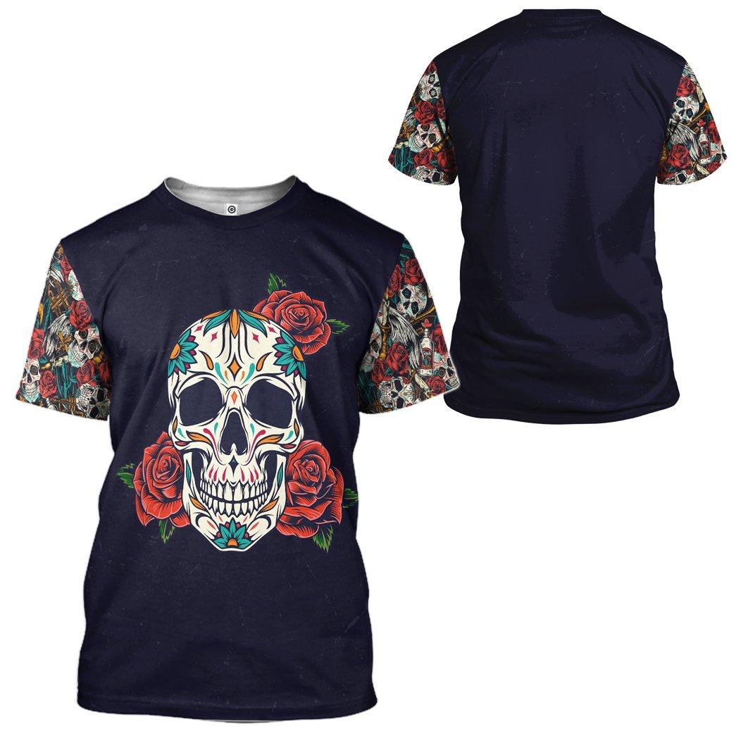 Skull Black T-Shirt 3D For Men & Women