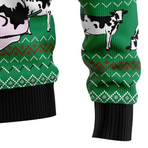 Funny Cow Christmas With Noel Hat Ugly Sweater