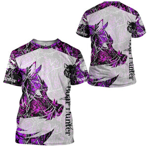 Boar Hunter Purple T-Shirt 3D For Men & Women