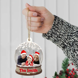 Merry Christmas Family Ball - Gift For  Family - Custom Photo And Name, Personalized Acrylic Ornament