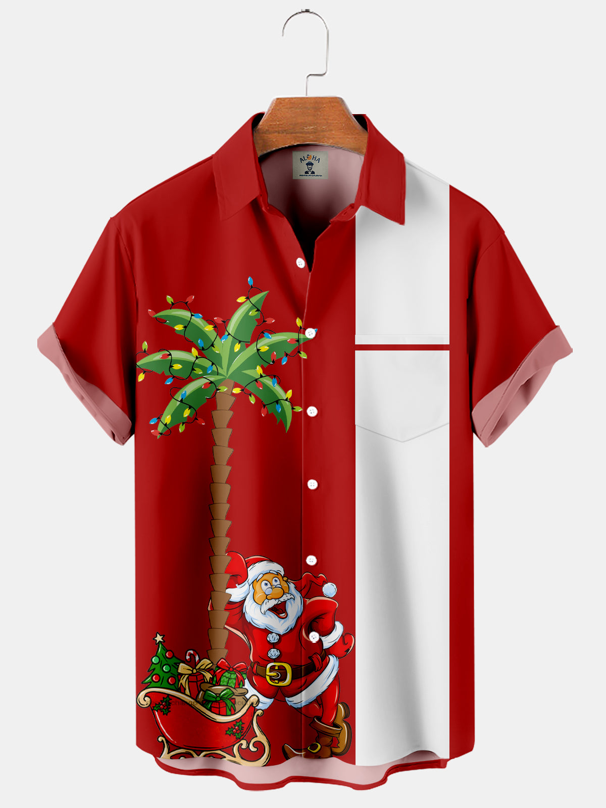 Christmas Fun Santa Claus Leaning On The Christmas Tree - Hawaiian Shirt