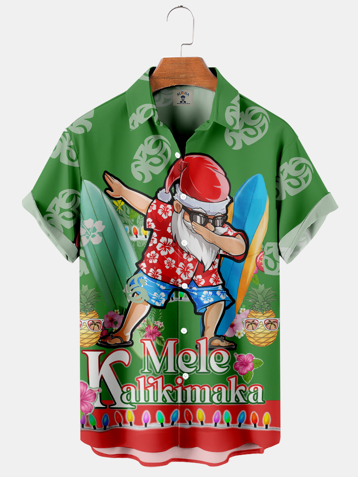 Christmas Santa Surf Mele Kalikimaka - Hawaiian Shirt