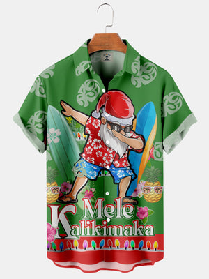 Christmas Santa Surf Mele Kalikimaka - Hawaiian Shirt