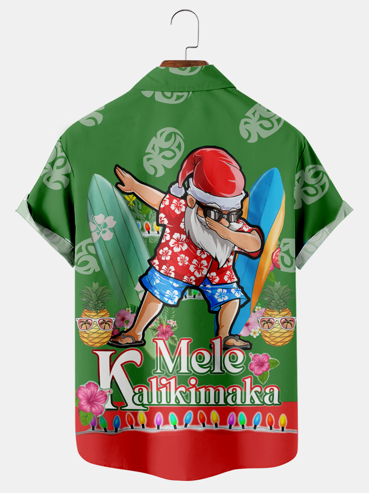 Christmas Santa Surf Mele Kalikimaka - Hawaiian Shirt