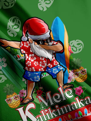 Christmas Santa Surf Mele Kalikimaka - Hawaiian Shirt