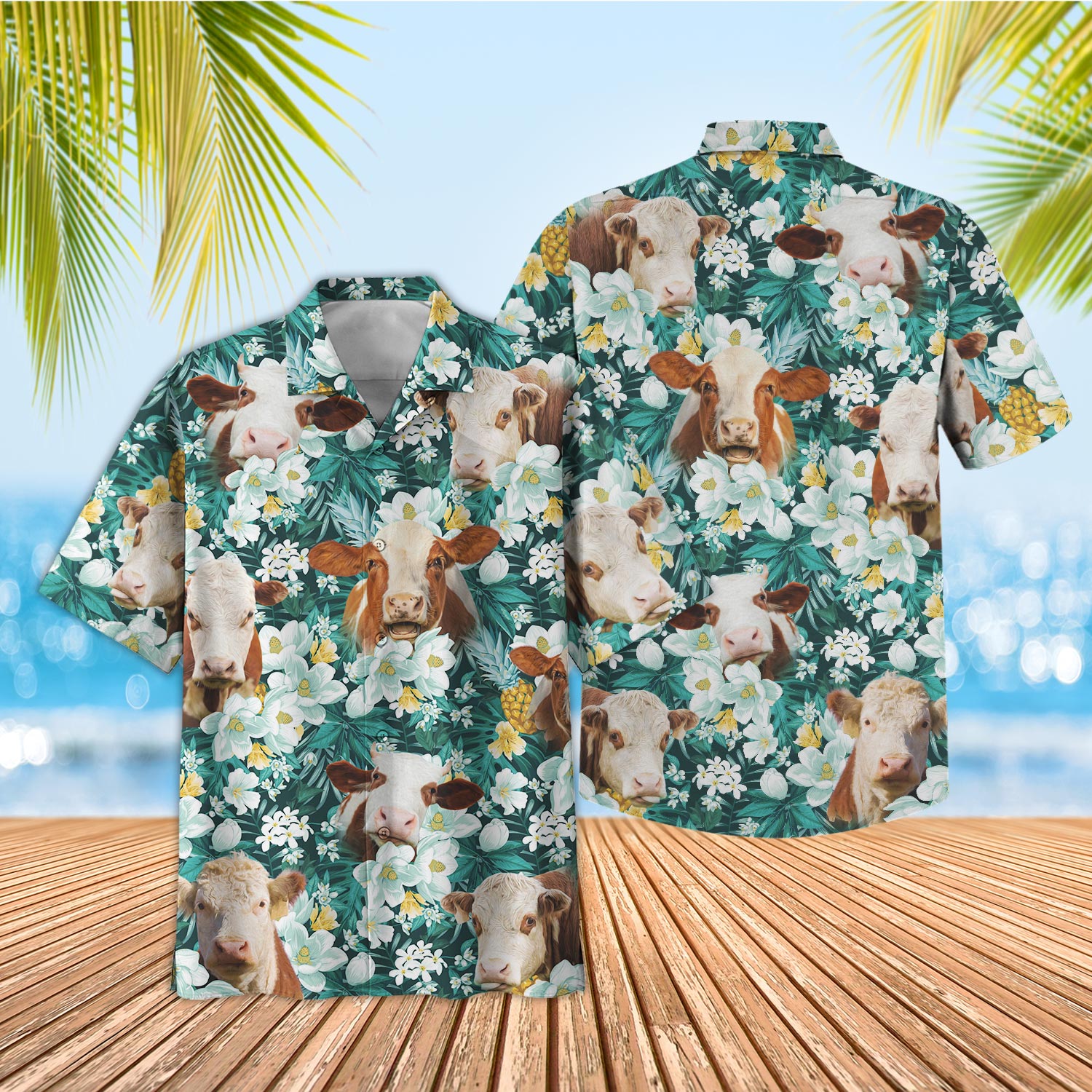 Unique Hereford Floral Blue Summer 3D - Hawaiian Shirt