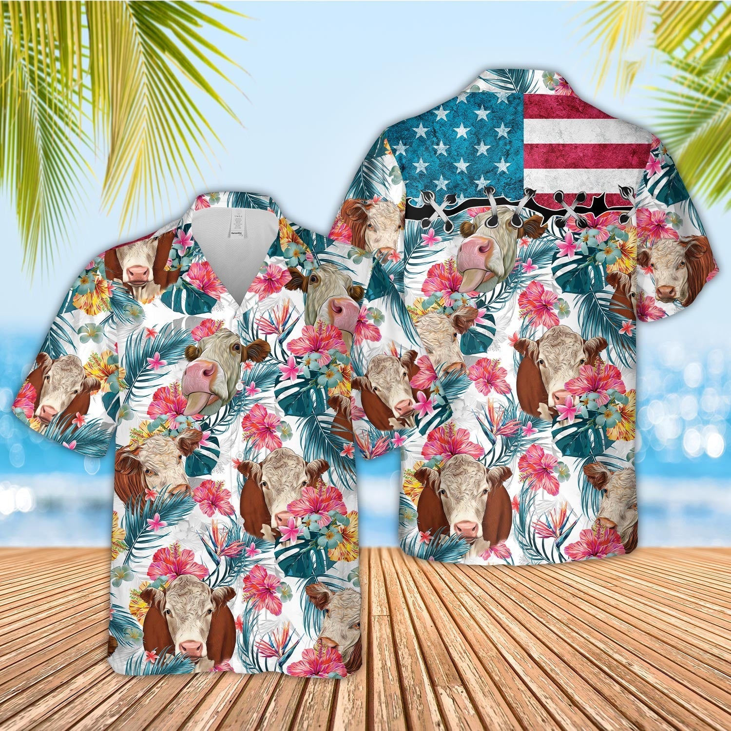 Unique Hereford Happiness Floral 3D - Hawaiian Shirts