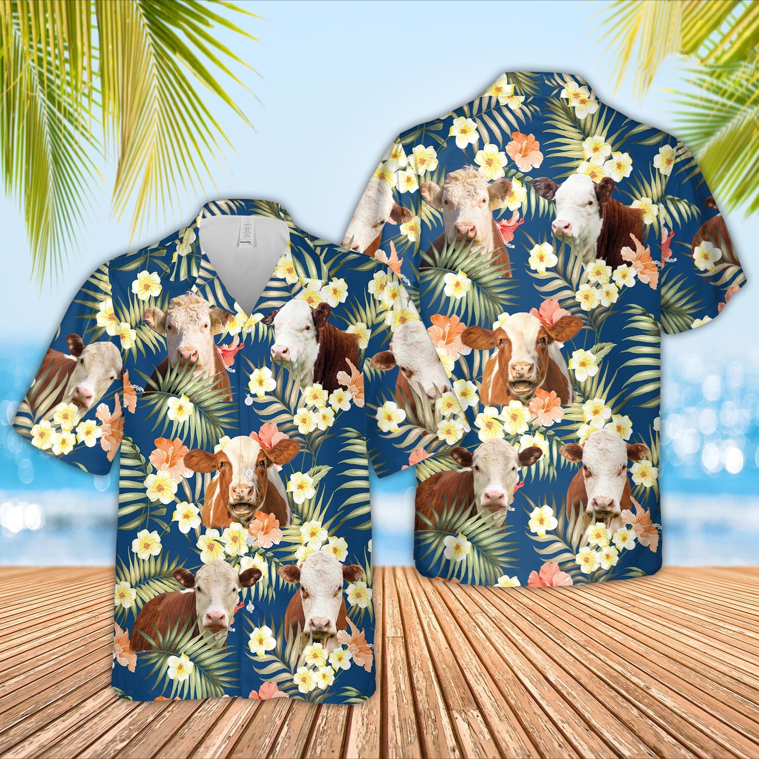 Unique Hereford Summer Blue Floral - Hawaiian Shirt