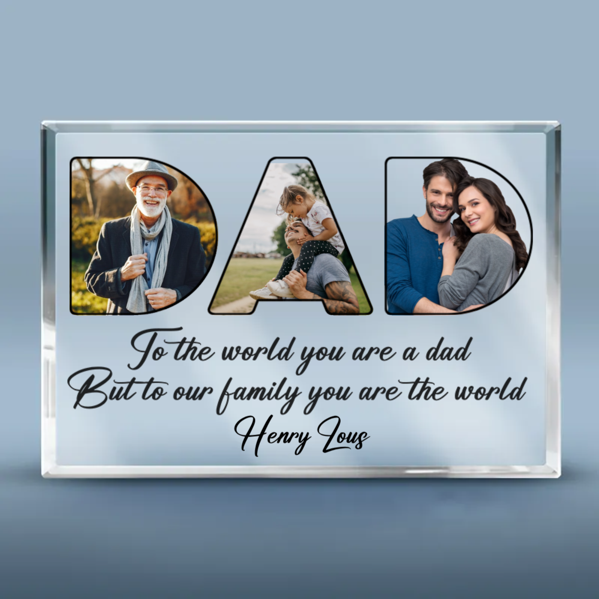 Custom Photo You're The World To The Family - Gift For Dad, Grandpa - Personalized Acrylic Plaque