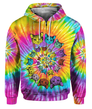 Tie Dye Hippie Cat Cute - Hoodie