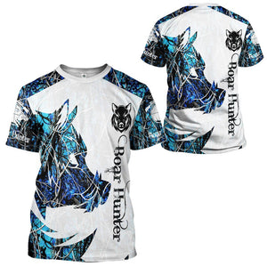 Boar Hunter Blue T-Shirt 3D For Men & Women