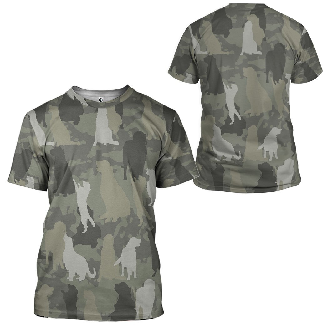 Golden Retriever Camo T-Shirt 3D For Men & Women