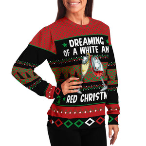 Dreaming Of A White And Red Christmas Wine Lover Ugly Sweater