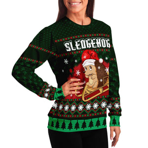 Cute Sledgehog Wears A Noel Hat Ugly Christmas Sweater