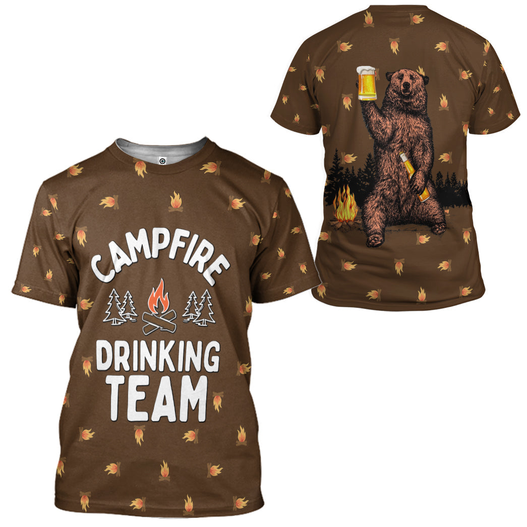 Campffire Drinking Team T-Shirt 3D For Men & Women