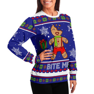 FamilyStore Funny Bite Me Gingerbread Ugly Christmas Sweater