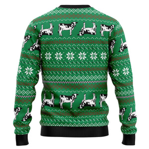 Funny Cow Christmas With Noel Hat Ugly Sweater