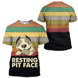 Pitbull Resting Pit Face T-Shirt 3D For Men & Women