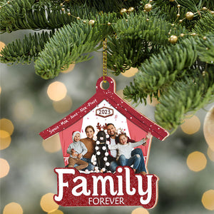 Family Forever, Custom Photo - Gift For Family - Personalized Custom Shaped Wooden Ornament