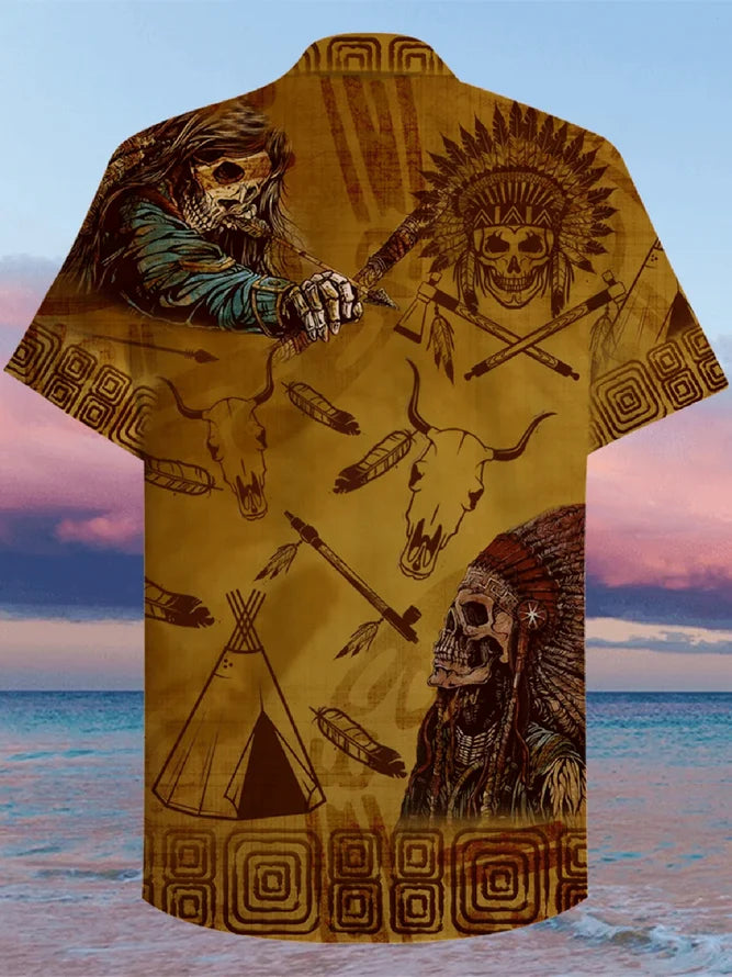 Skull Vintage Native American - Hawaiian Shirt