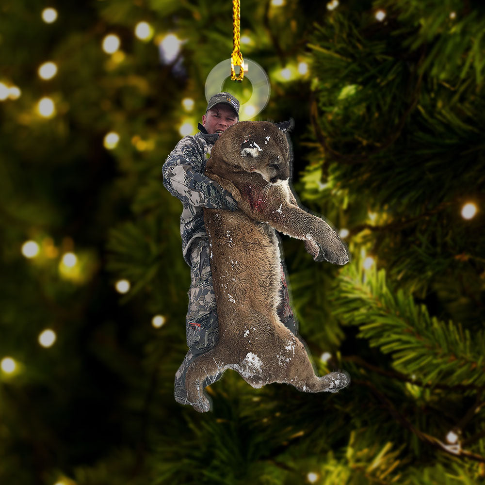 Custom Photo Bear Hunting Man - Gift For Hunters - Personalized Acrylic Photo Ornament