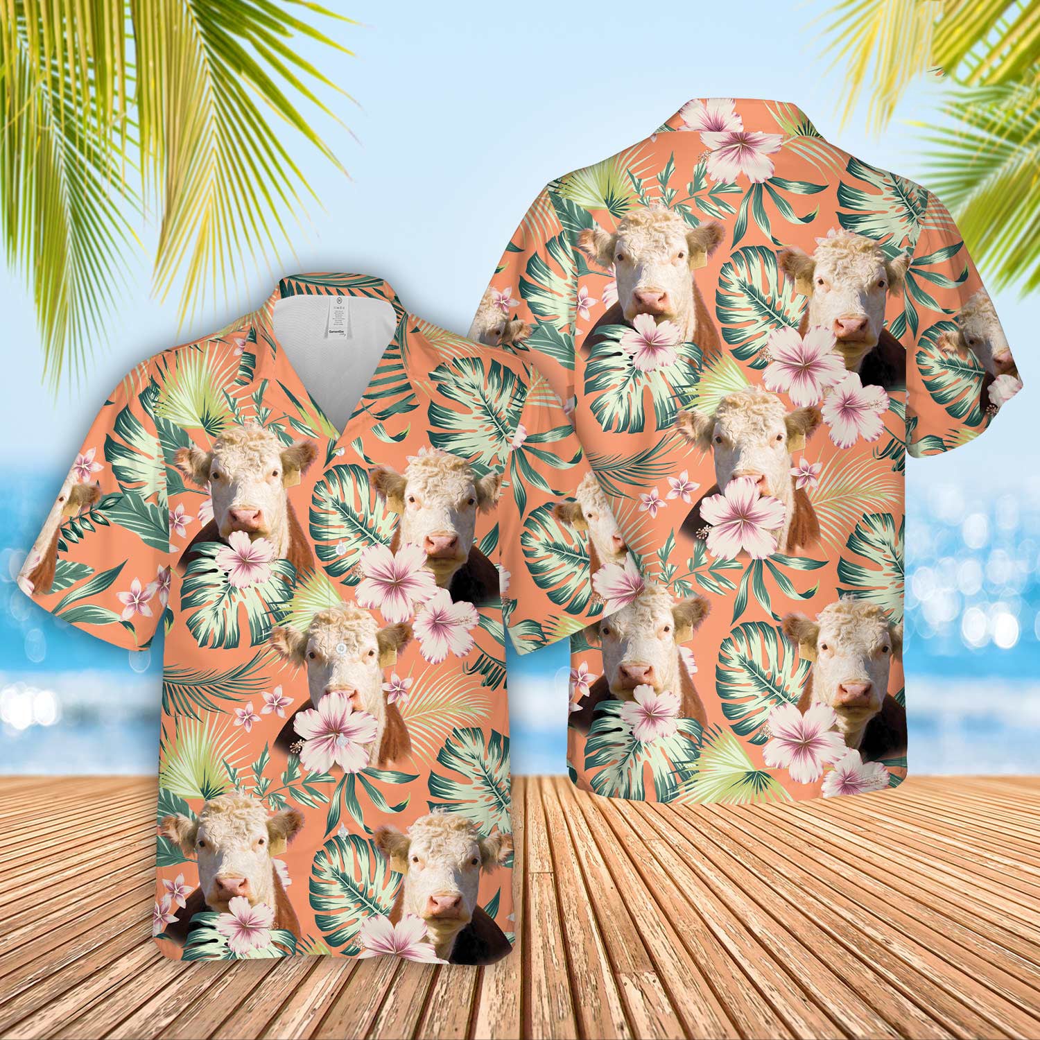 Unique Hereford Summer Happiness Floral Farm 3D - Hawaiian Shirt