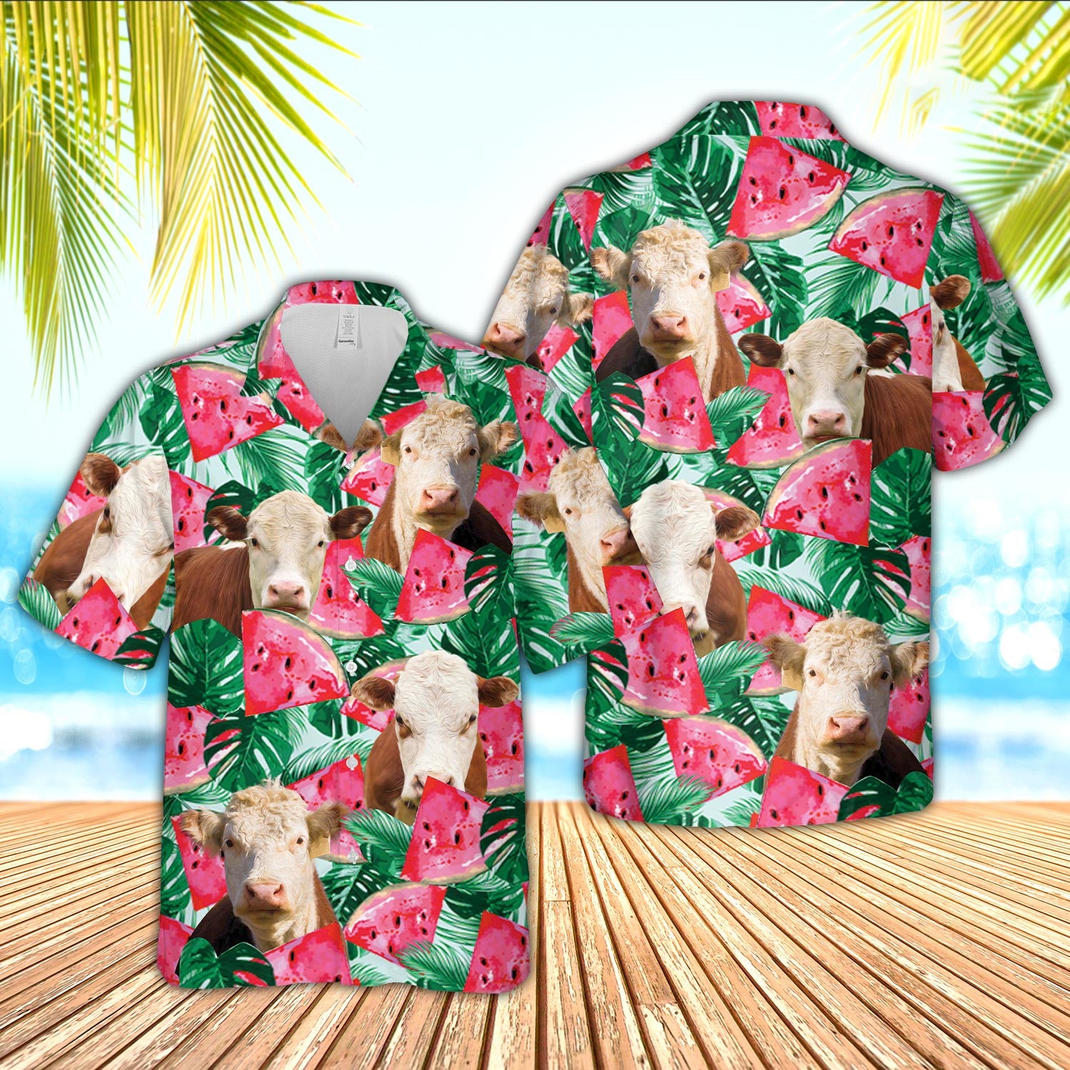 Unique Hereford Watermelon 3D - Hawaiian Shirt