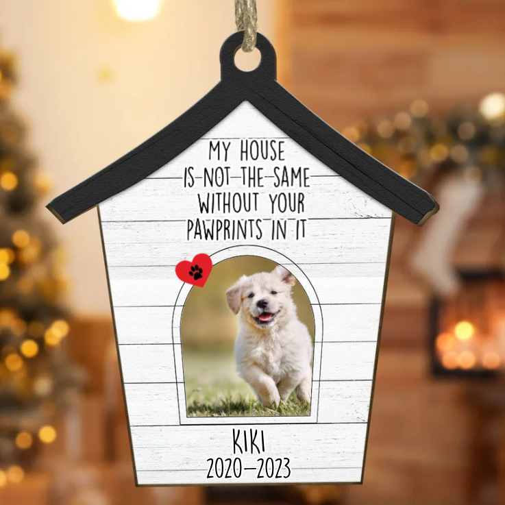 Custom Photo Our House Is Not The Same - Pet Memorial Gift - Personalized Custom Shaped Wooden Ornament