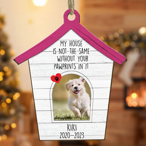 Custom Photo Our House Is Not The Same - Pet Memorial Gift - Personalized Custom Shaped Wooden Ornament