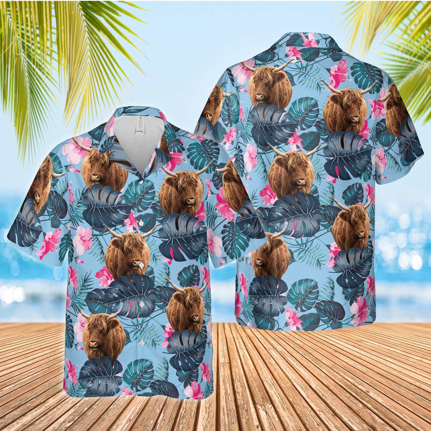 Unique Highland Blue Hibiscus - Hawaiian Shirt