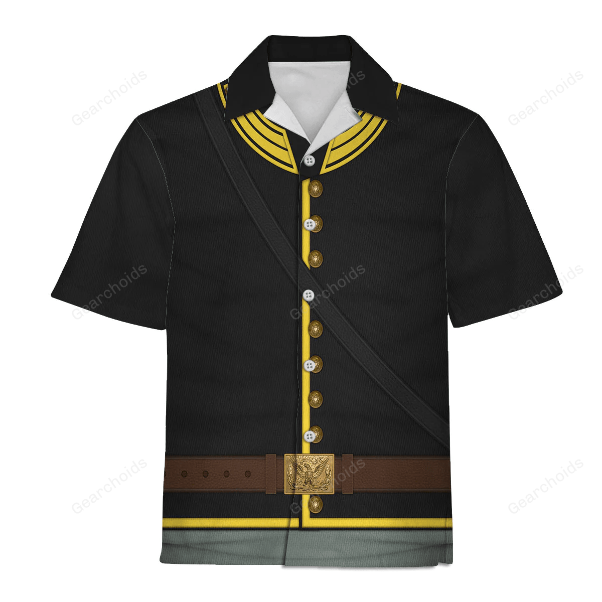 Union Army- Cavalry Trooper Uniform Black Gold Cosplay Costume  - Hawaiian Shirt