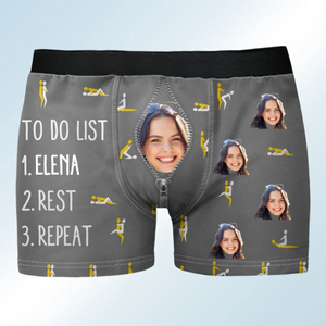 Custom Photo To Do List Wife Rest Repeat - Funny Gift For Husband - Personalized Men's Boxer Briefs