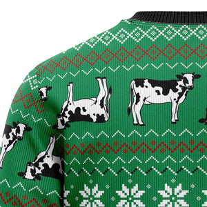 Funny Cow Christmas With Noel Hat Ugly Sweater