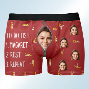 Custom Photo To Do List Wife Rest Repeat - Funny Gift For Husband - Personalized Men's Boxer Briefs