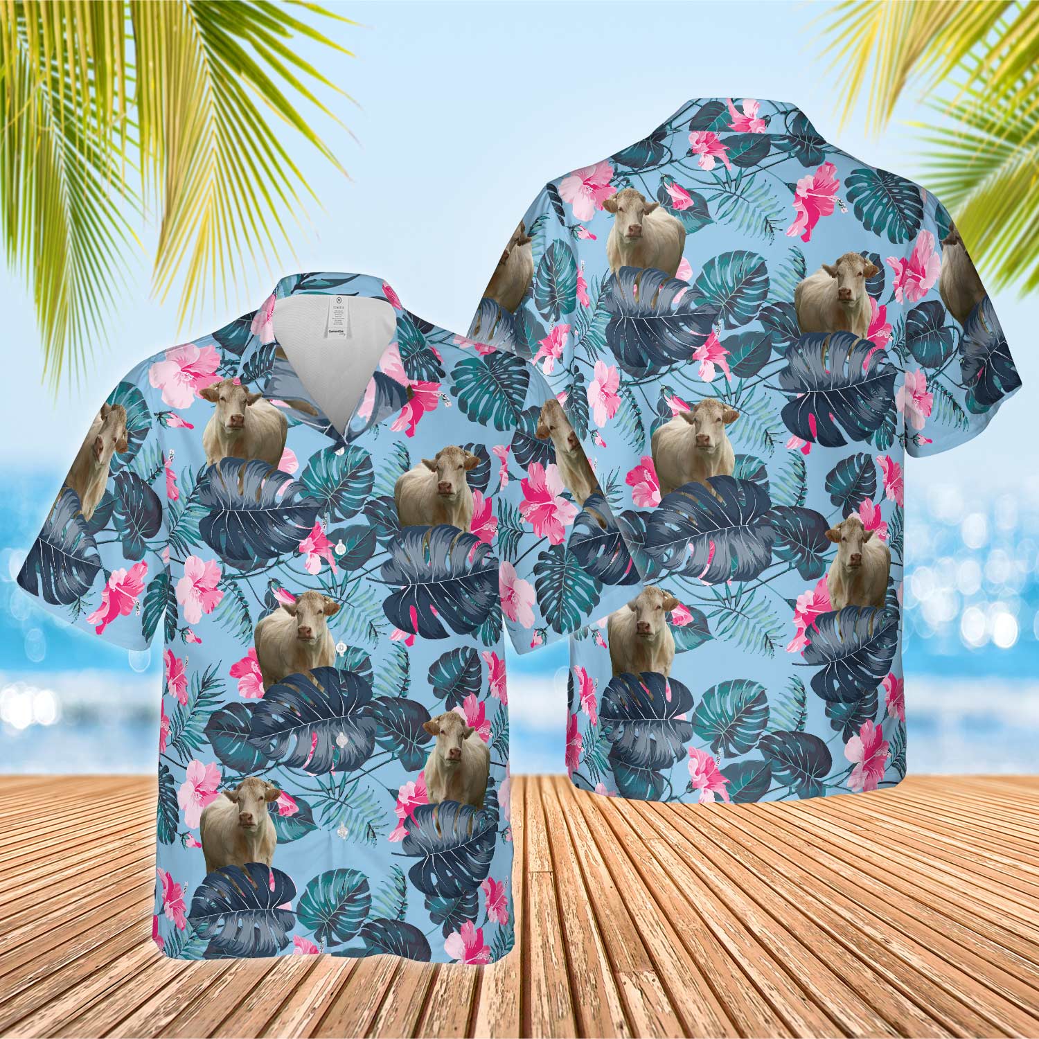 Unique Charolais Blue Hibiscus - Hawaiian Shirt