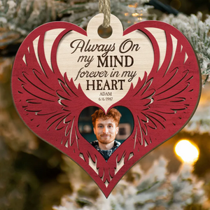 Custom Photo Always On My Mind - Memorial Gift For Family - Personalized Custom Shaped Wooden Ornament