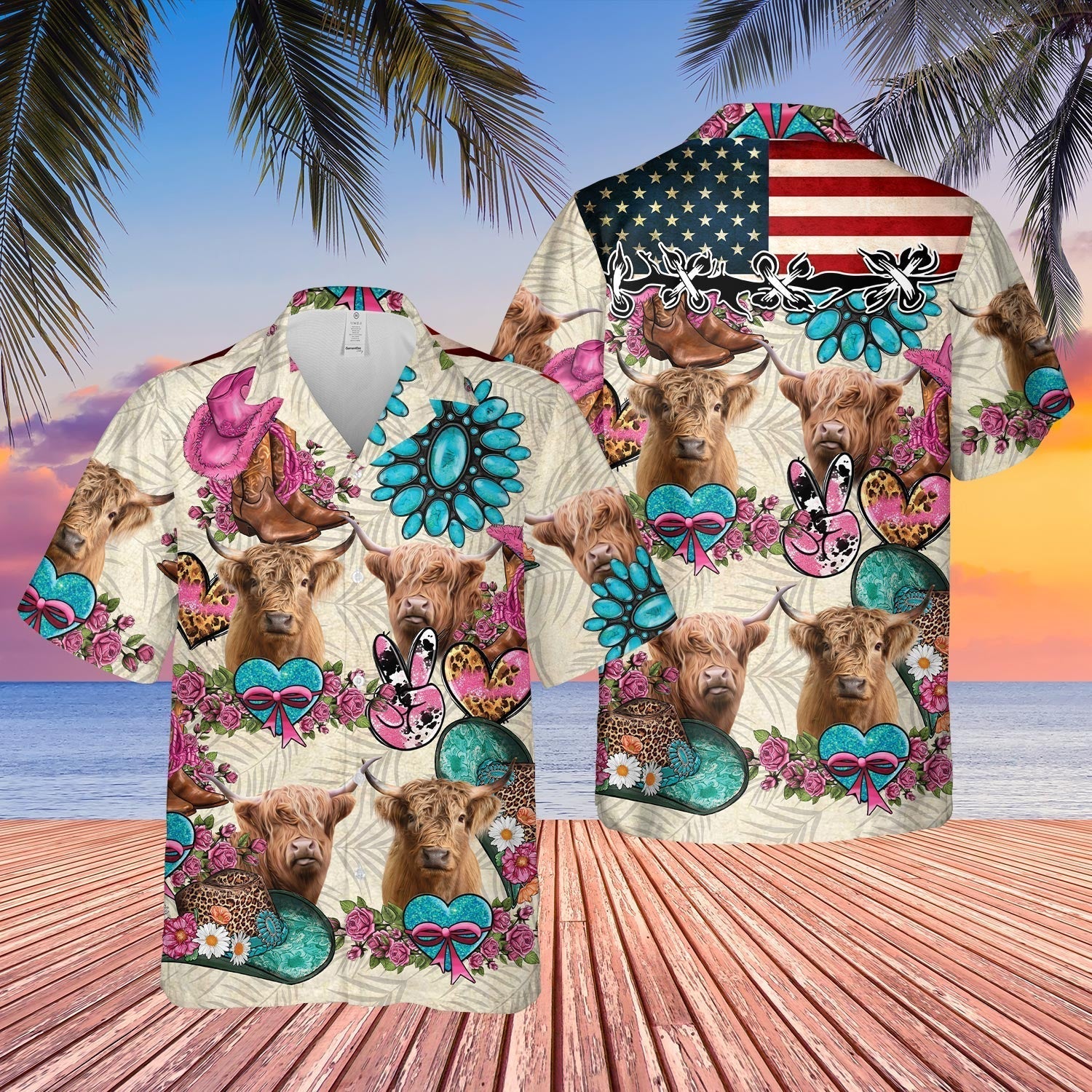 Unique Highland Happiness Flowers 3D - Hawaiian Shirt