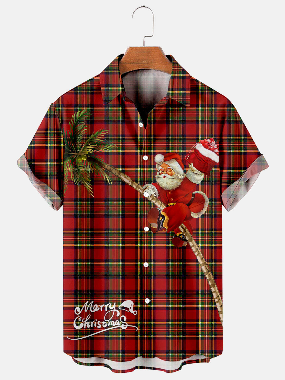 Christmas Palm Coconut Tree Santa Stripe Pattern - Hawaiian Shirt