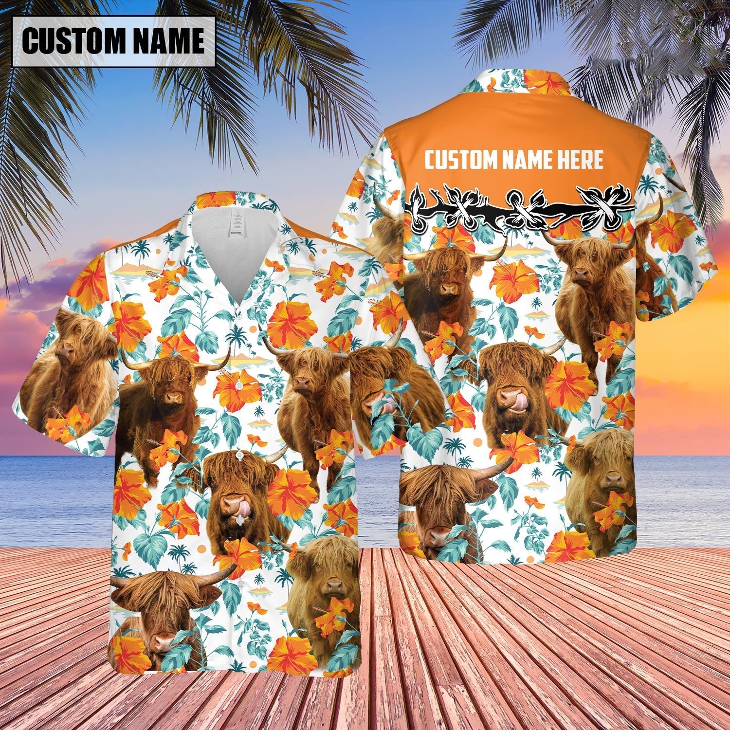 Unique Highland Hibiscus Floral 3D - Personalized Hawaiian Shirt