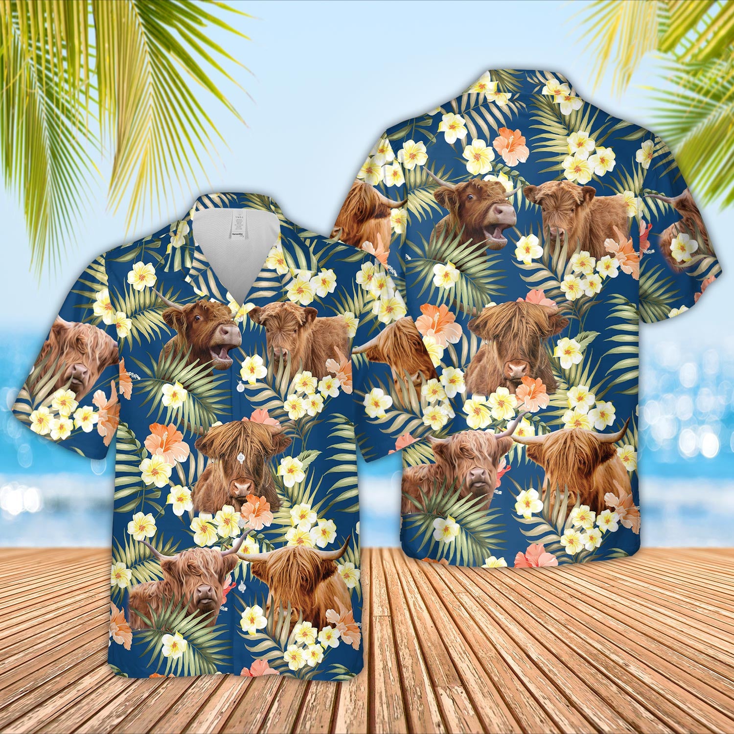 Unique Highland Summer Blue Floral 3D - Hawaiian Shirt