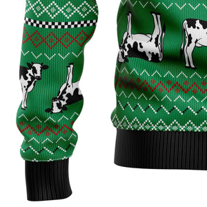 Funny Cow Christmas With Noel Hat Ugly Sweater