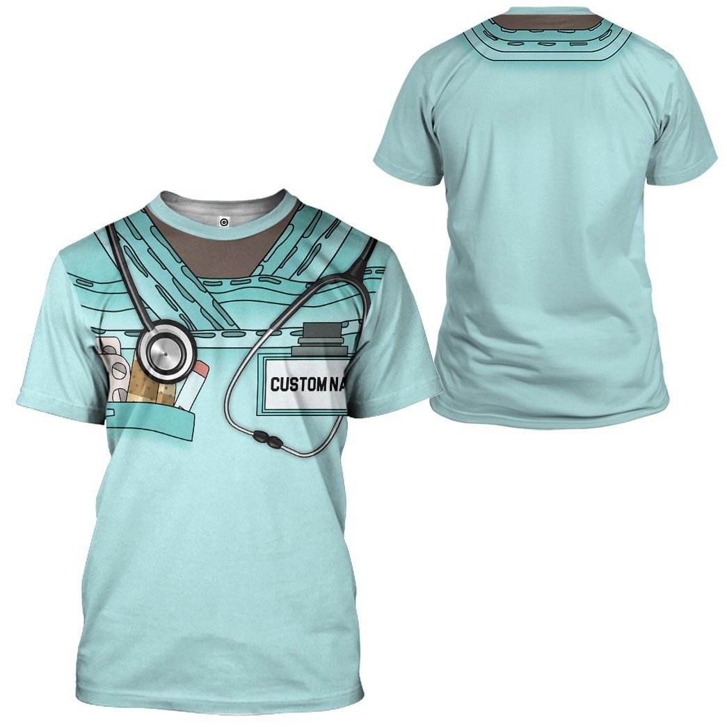 Nurse Blue Uniform Costume Cosplay - Personalized T-Shirt