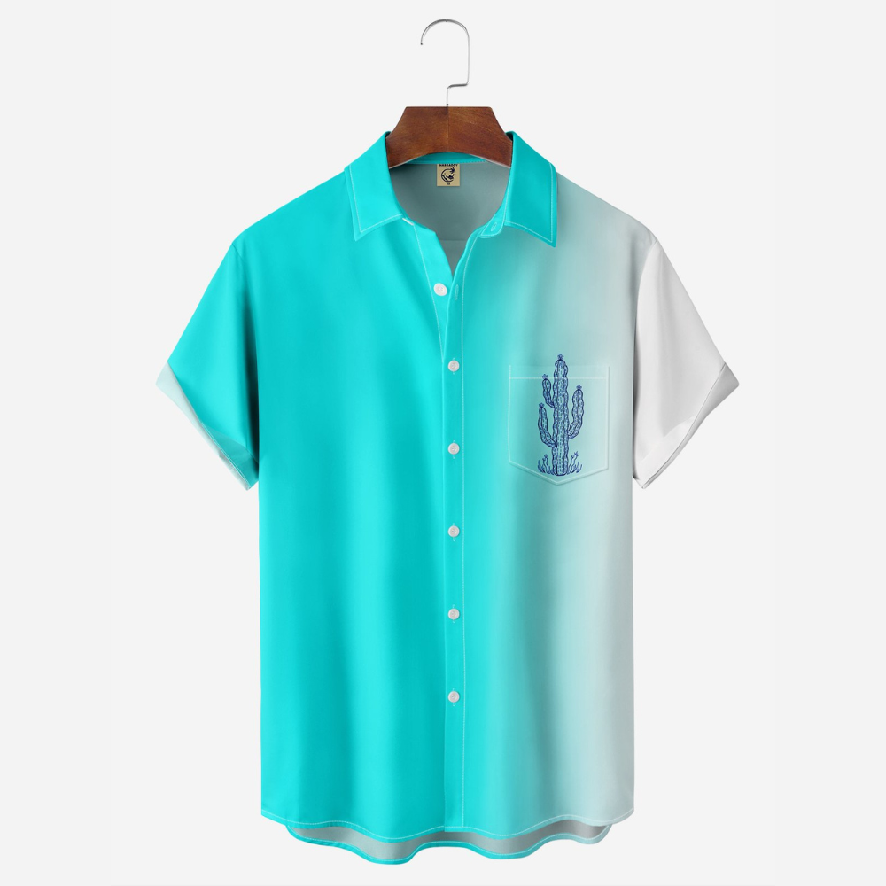 Blue Ombre Cactus -  Hawaiian Shirt