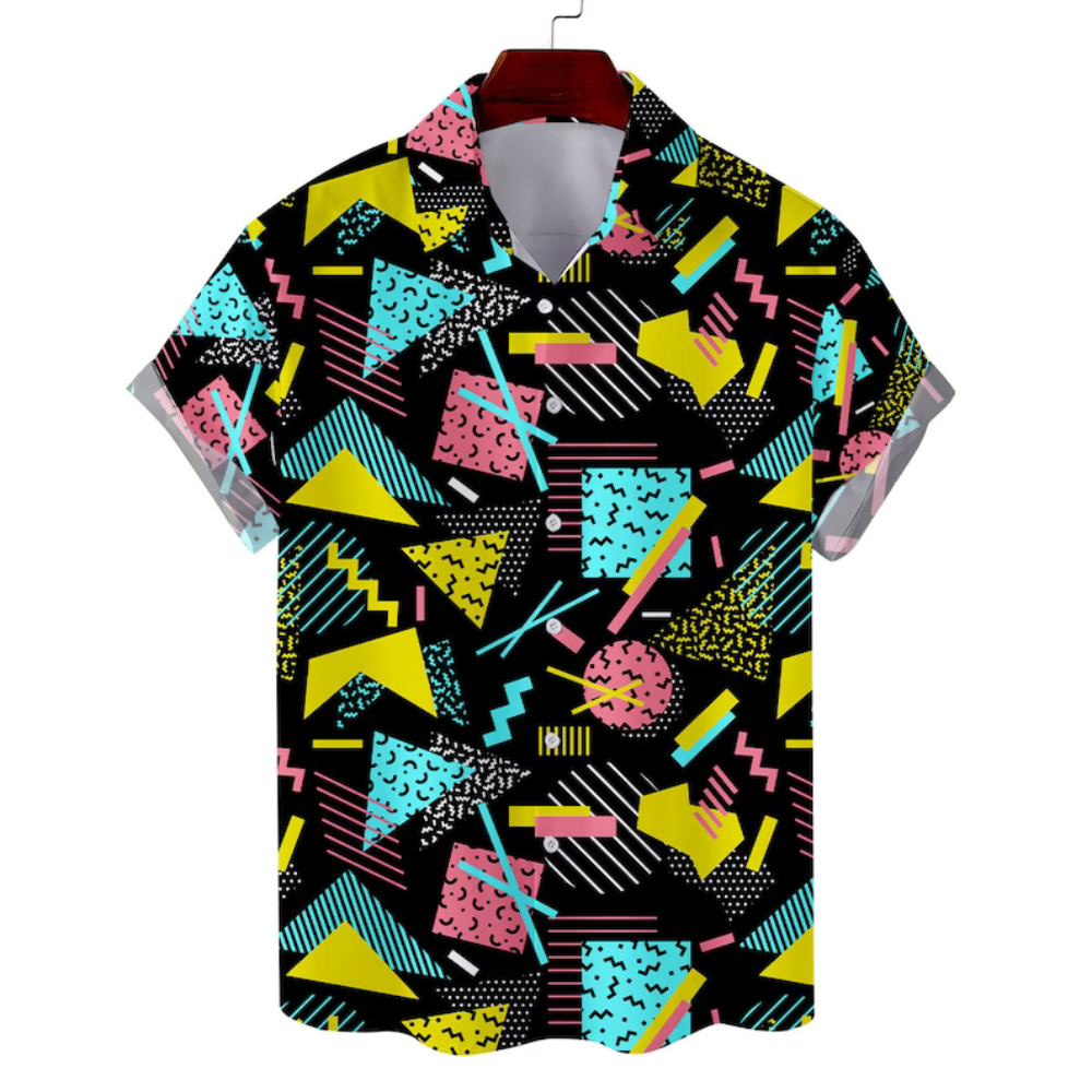 Vintage Disco Retro 80s 90s Pattern - Hawaiian Shirt