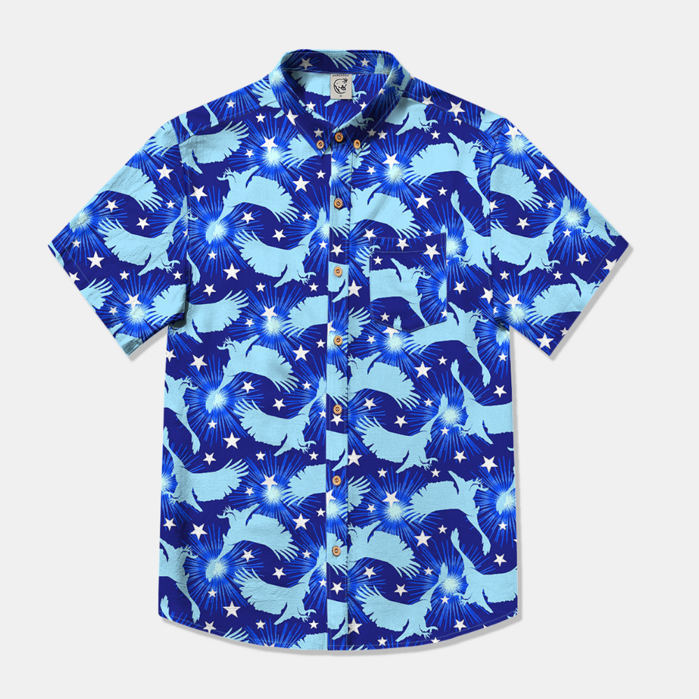 Blue American Eagles And White Stars - Hawaiian Shirt