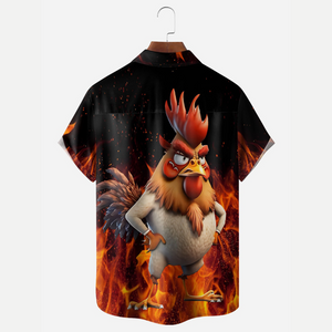 Angry Rooster With Fire - Hawaiian Shirt