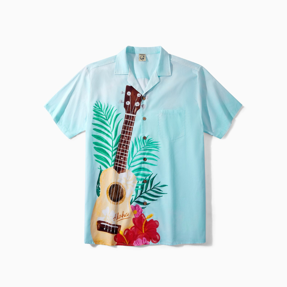 Guitar Aloha Floral Pattern - Hawaiian Shirt