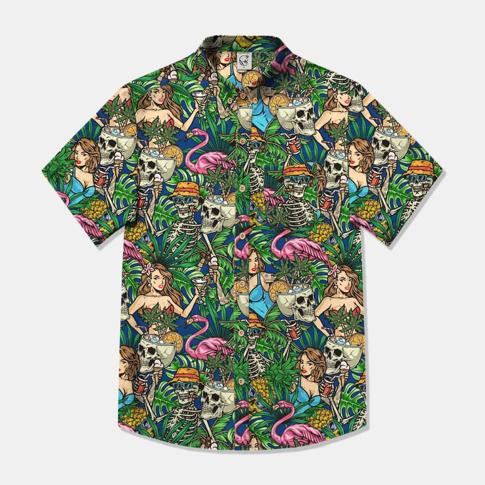 Great Summer Beach With Hula Girl - Hawaiian Shirt